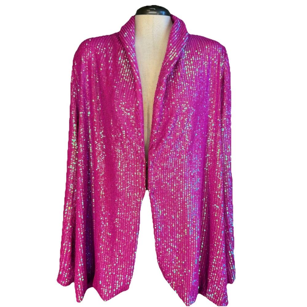 SHOW ME YOUR MUMU Womens Size 2Xl XXl Hot Pink Disco Sequined Dance Blazer